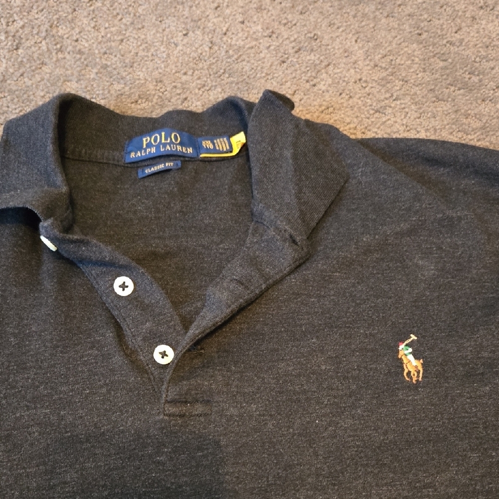 Polo by Ralph Lauren Men's Charcoal Polo Shirt - Picture 2 of 2